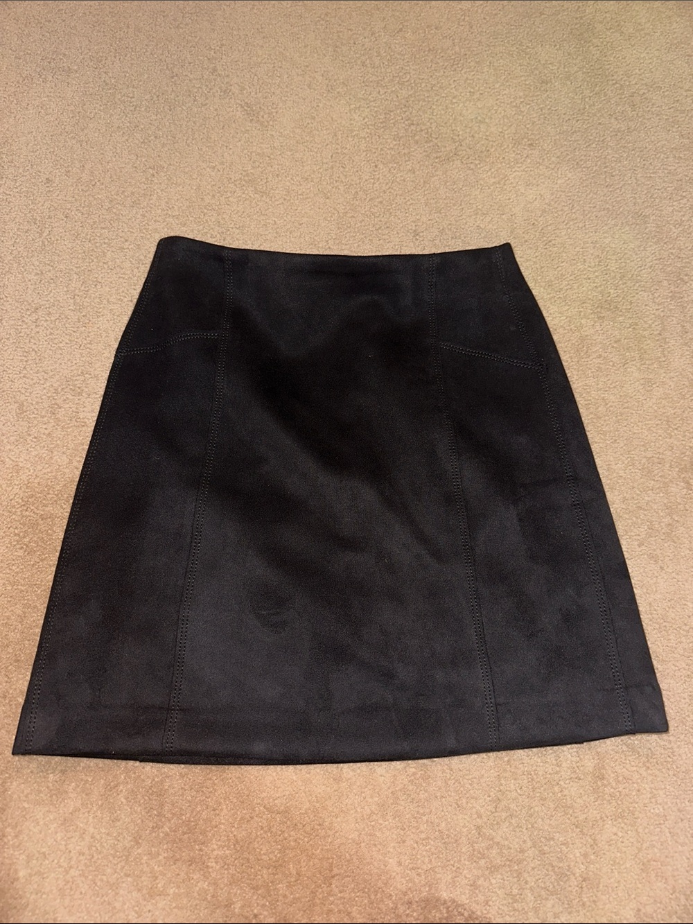 Loft Petites Classic Black Faux Suede A-Line Skirt